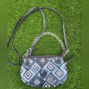 Sharif Genuine Leather Beaded Geometric Shoulder Bag W/ Chain & Crossbody Strap.
